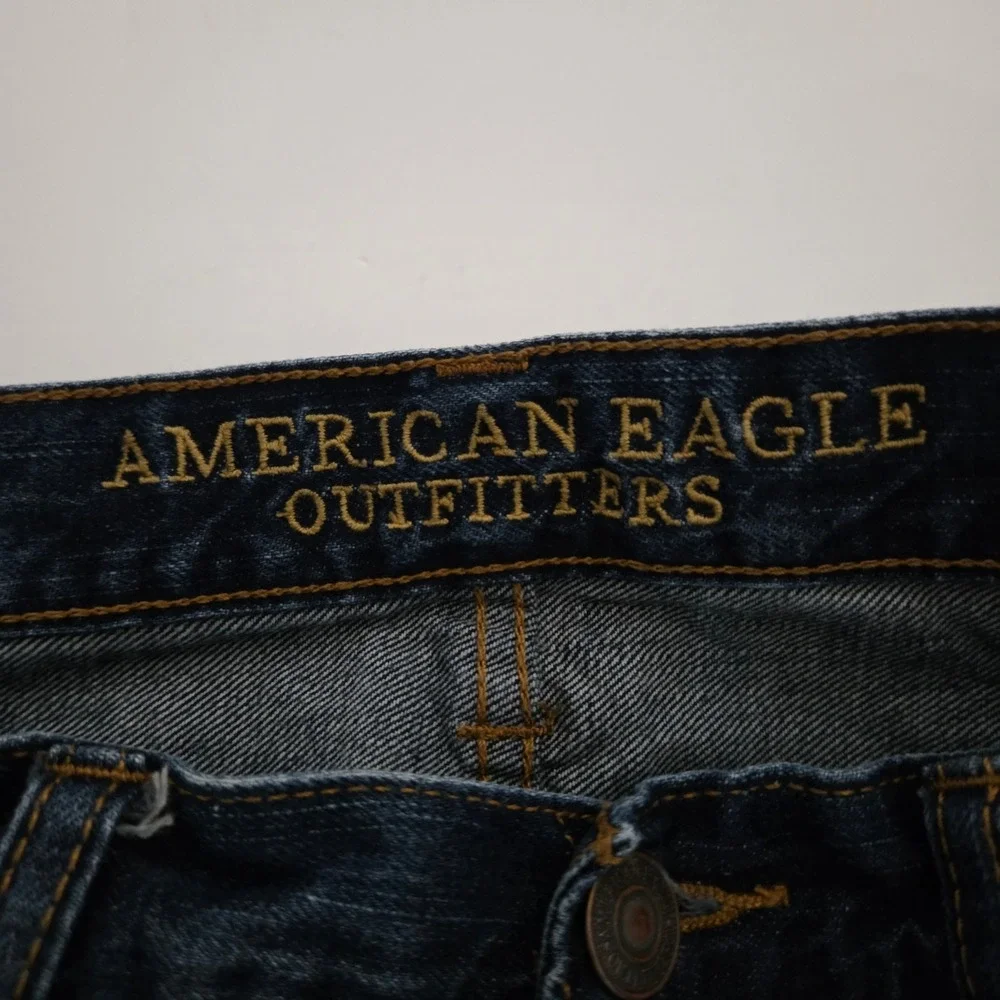 American Eagle‎ Outfitters Mens Original Straight Dark Wash Jeans Size 32x34 - Picture 3 of 5